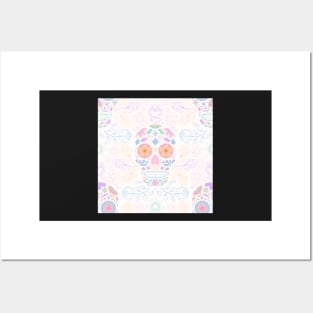 Pastel Sugar Skulls to Celebrate Day of the Dead Posters and Art